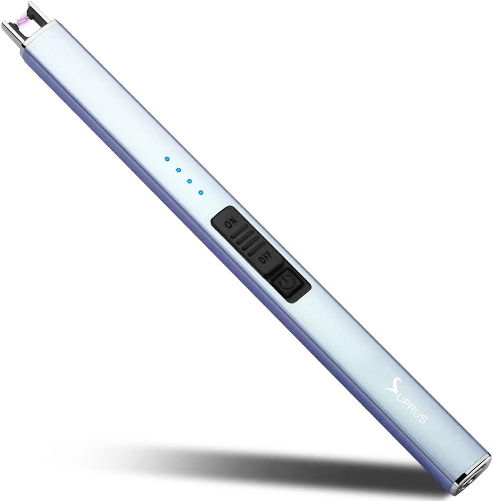 Electric Lighter Arc Windproof Flameless USB Rechargeable Lighter with Safety Lock for Candle BBQ Camping (Silver)
