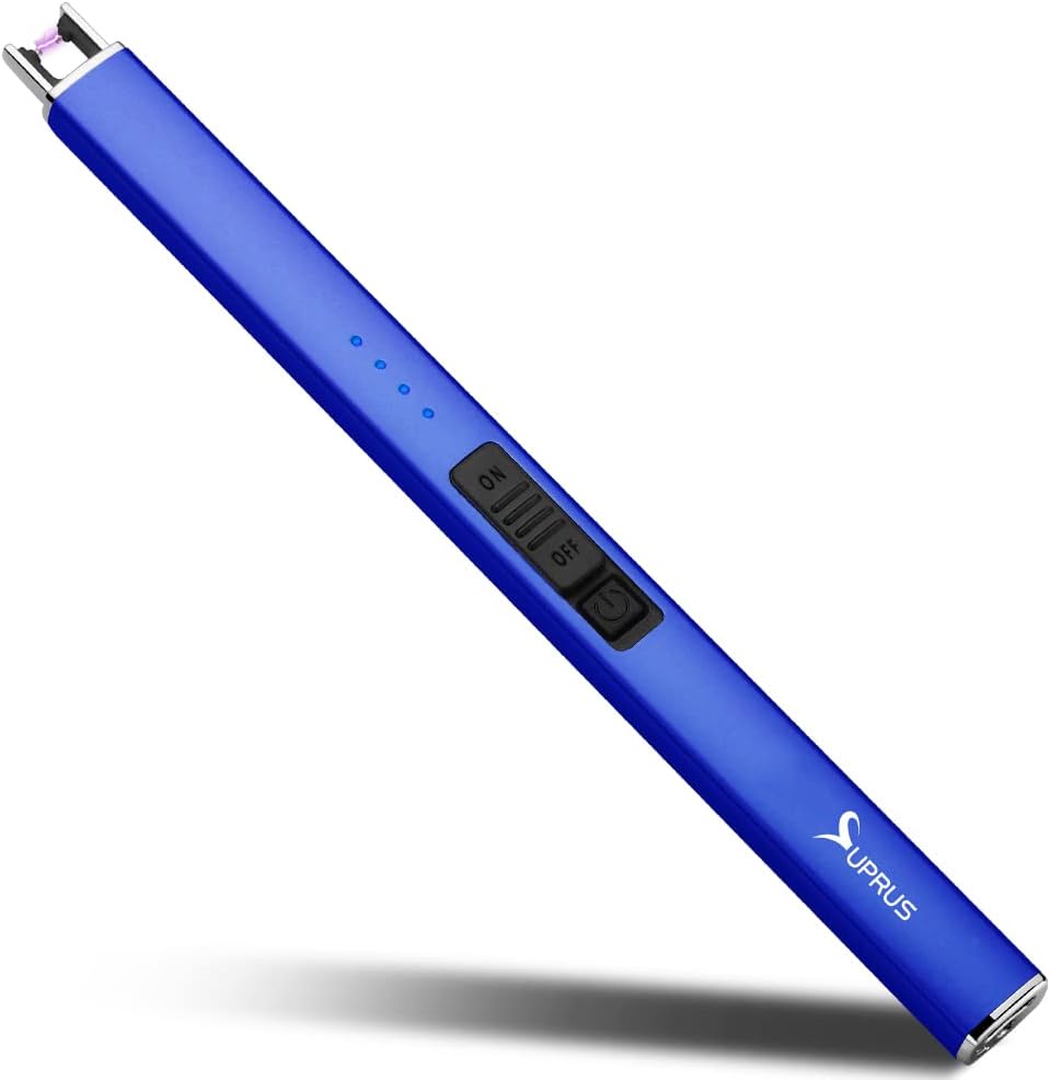 Electric Lighter Arc Windproof Flameless USB Rechargeable Lighter with Safety Lock for Candle BBQ Camping (Silver)