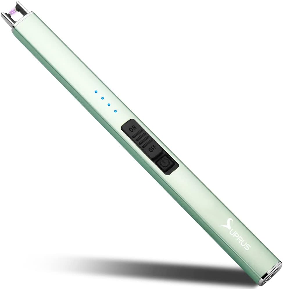 Electric Lighter Arc Windproof Flameless USB Rechargeable Lighter with Safety Lock for Candle BBQ Camping (Silver)