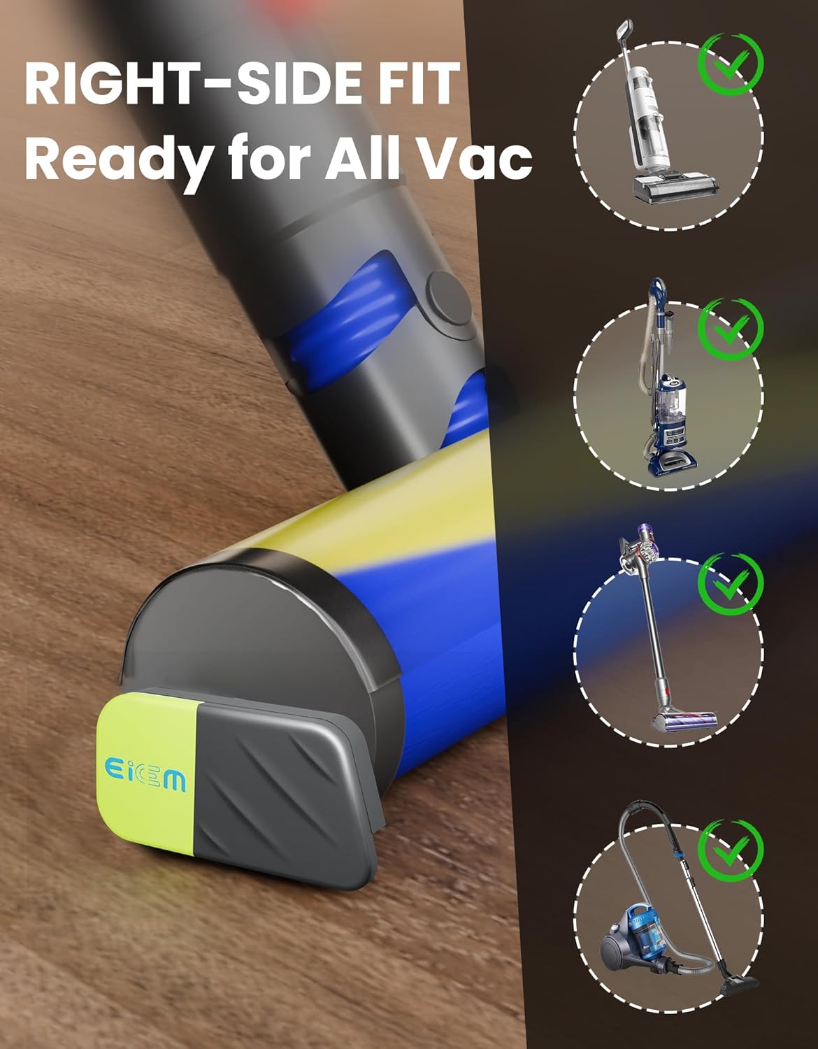 Green Vacuum Light Show All Dust, Vacuum Cleaner Light Attachment Display All Dust & Detect Cat Dog Hair, Upgrade Universal Accessories (USB-C Rechargeable) - Gray & Green