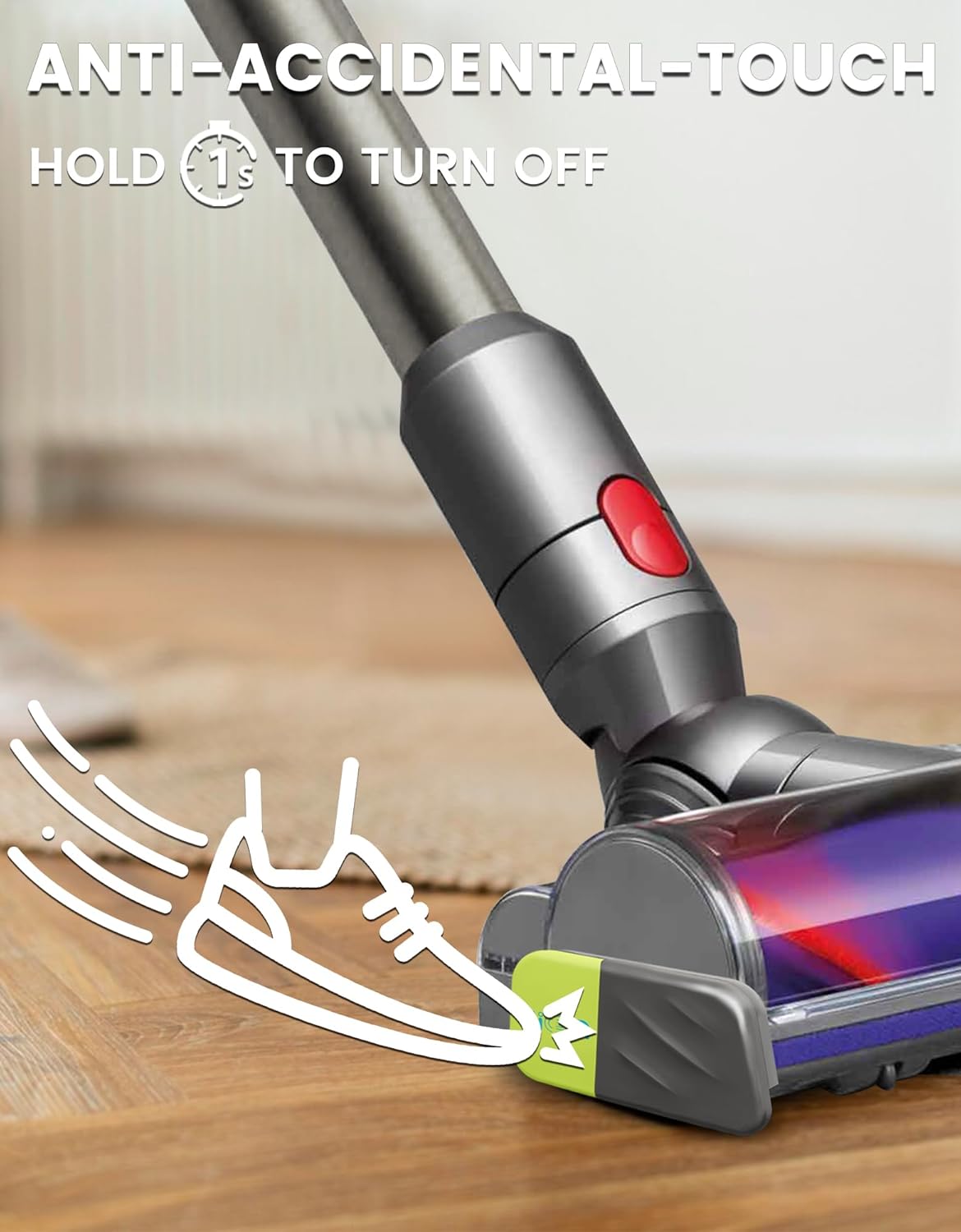 Green Vacuum Light Show All Dust, Vacuum Cleaner Light Attachment Display All Dust & Detect Cat Dog Hair, Upgrade Universal Accessories (USB-C Rechargeable) - Gray & Green