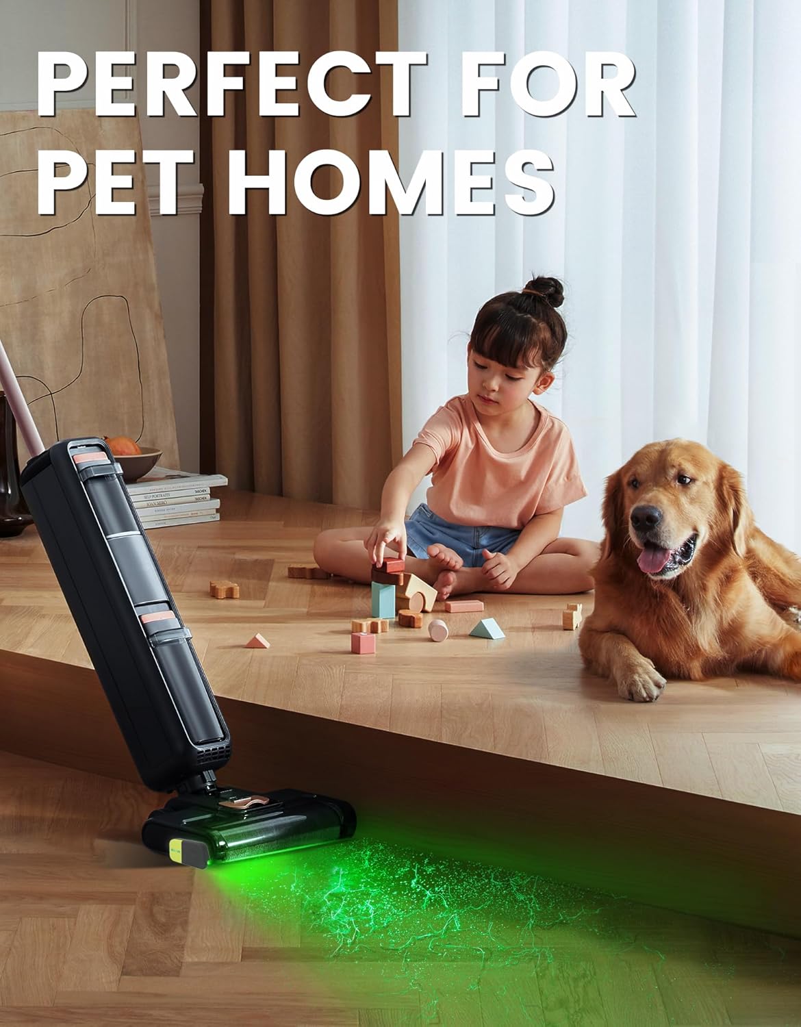 Green Vacuum Light Show All Dust, Vacuum Cleaner Light Attachment Display All Dust & Detect Cat Dog Hair, Upgrade Universal Accessories (USB-C Rechargeable) - Gray & Green