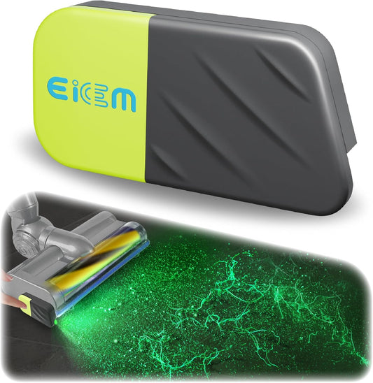 Green Vacuum Light Show All Dust, Vacuum Cleaner Light Attachment Display All Dust & Detect Cat Dog Hair, Upgrade Universal Accessories (USB-C Rechargeable) - Gray & Green